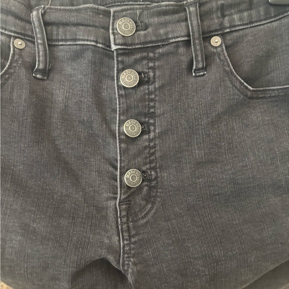 MADEWELL jeans 9” Rise Skinny Berkeley Fringe  Dark Grey  #H3026 Button Front - Picture 4 of 8